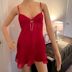 Victoria’s Secret Red and Pink Lace Mini Slip